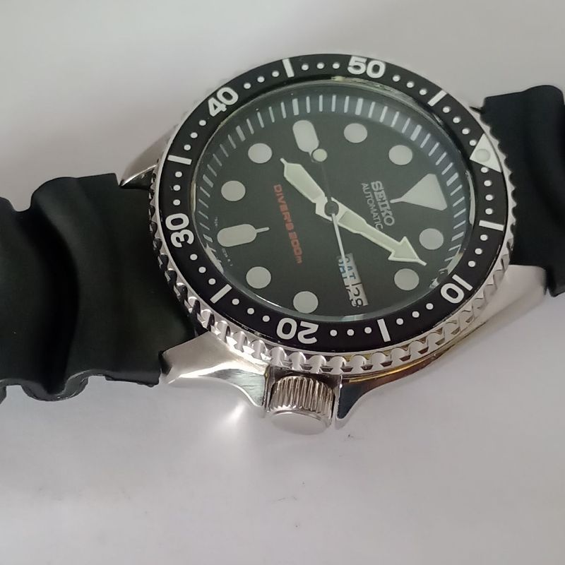 Relógio Seiko Automático Masculino SKX007K - Mergulho 200m, Pulseira De Borracha