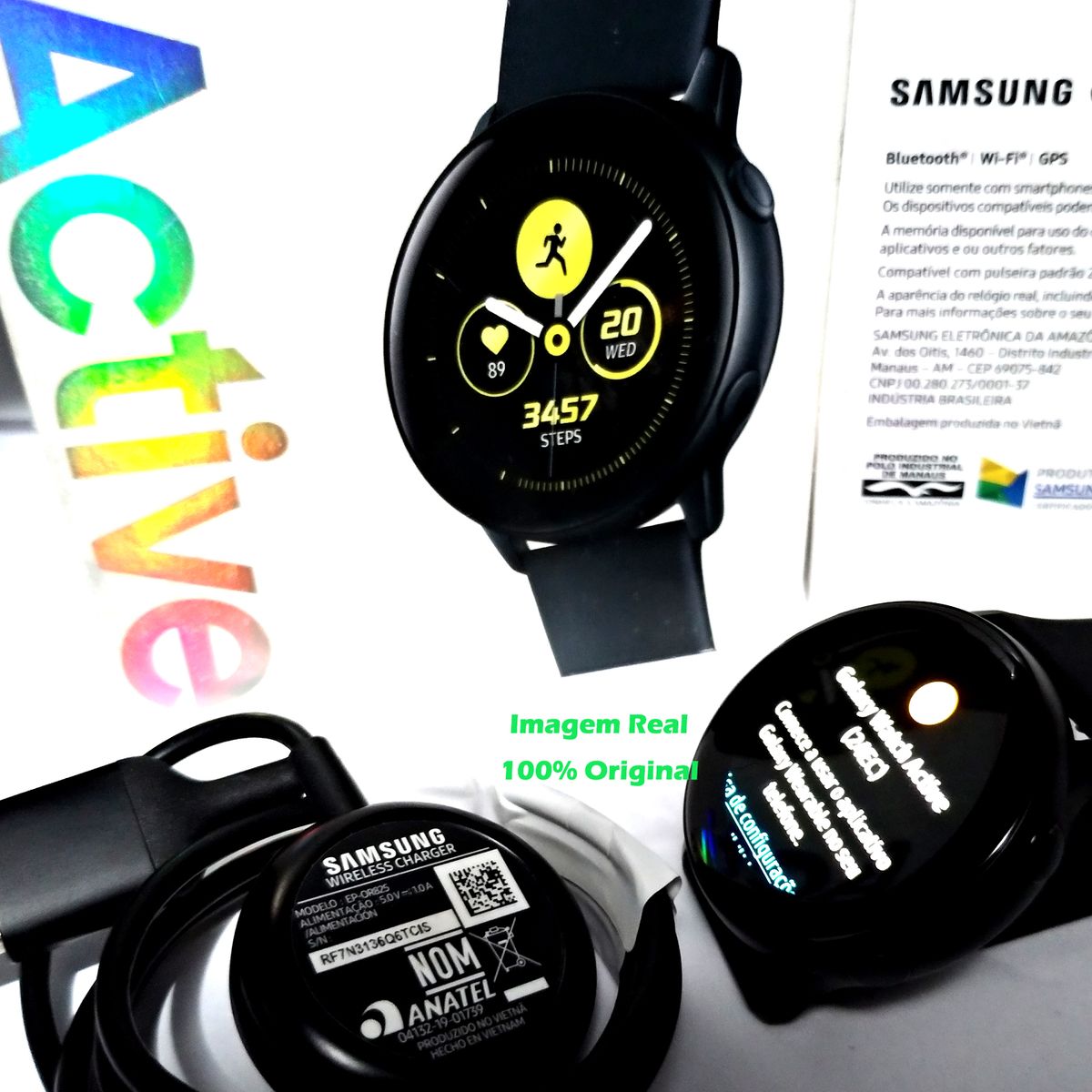 Relógio Smartwatch Samsung Active Smr500 Preto Novíssimo Relógio