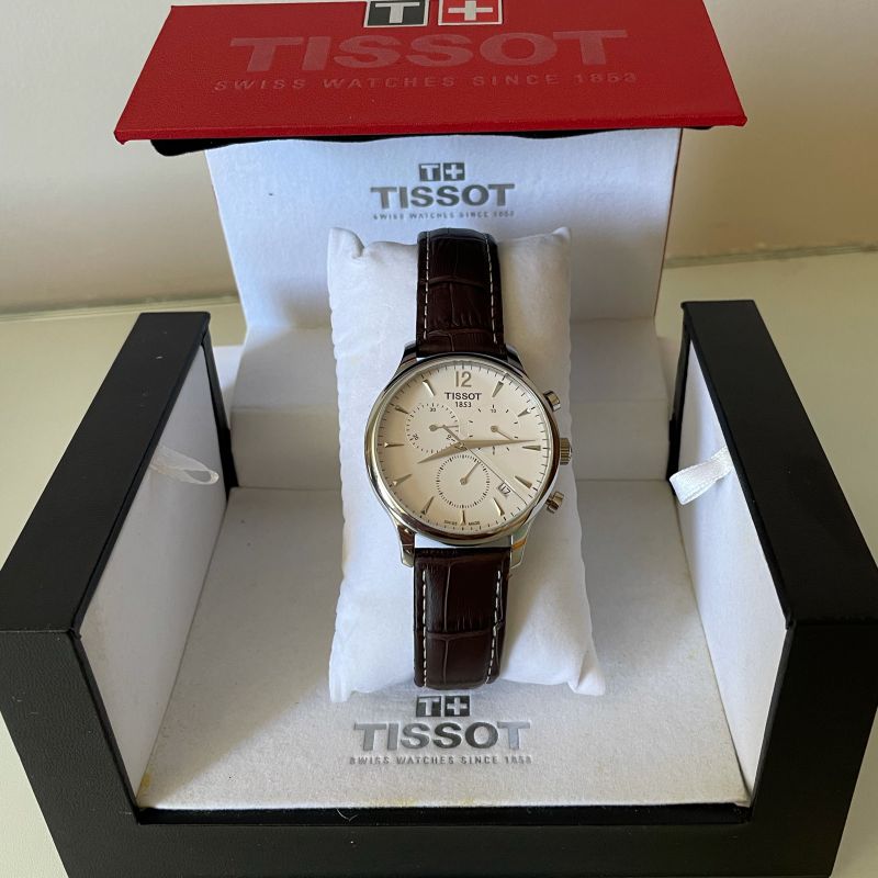 Relogio Tissot Tradition Branco Couro Marrom Rel gio Masculino Tissot Usado 53224563 enjoei