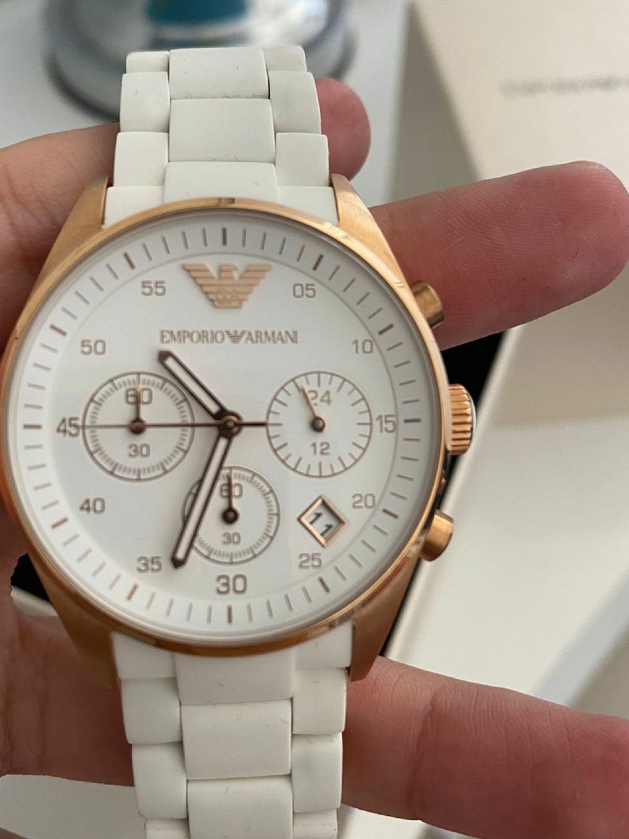 Emporio armani white best sale watch