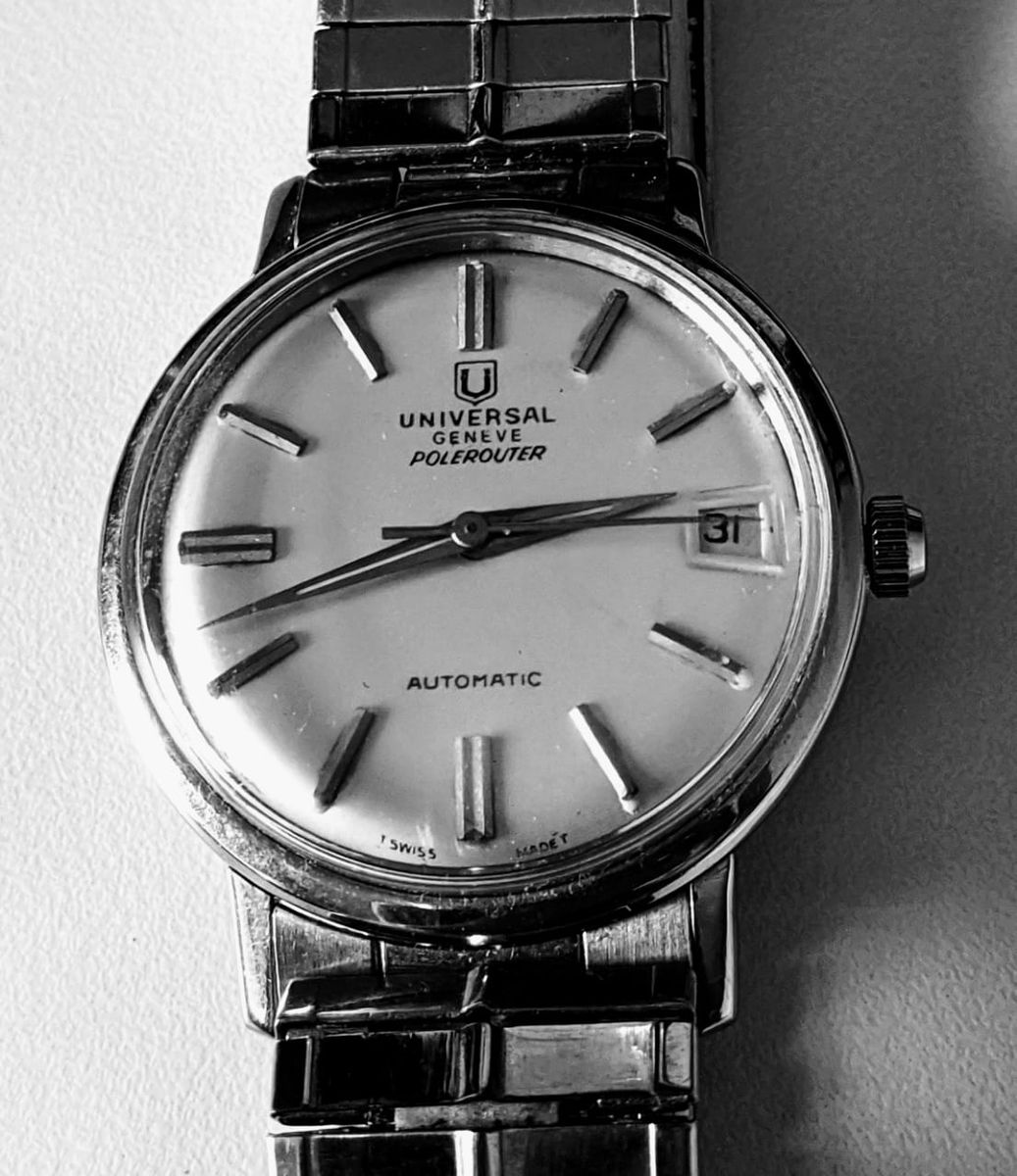 Relógio Universal Geneve Polerouter Automático Datador Vintage Aço