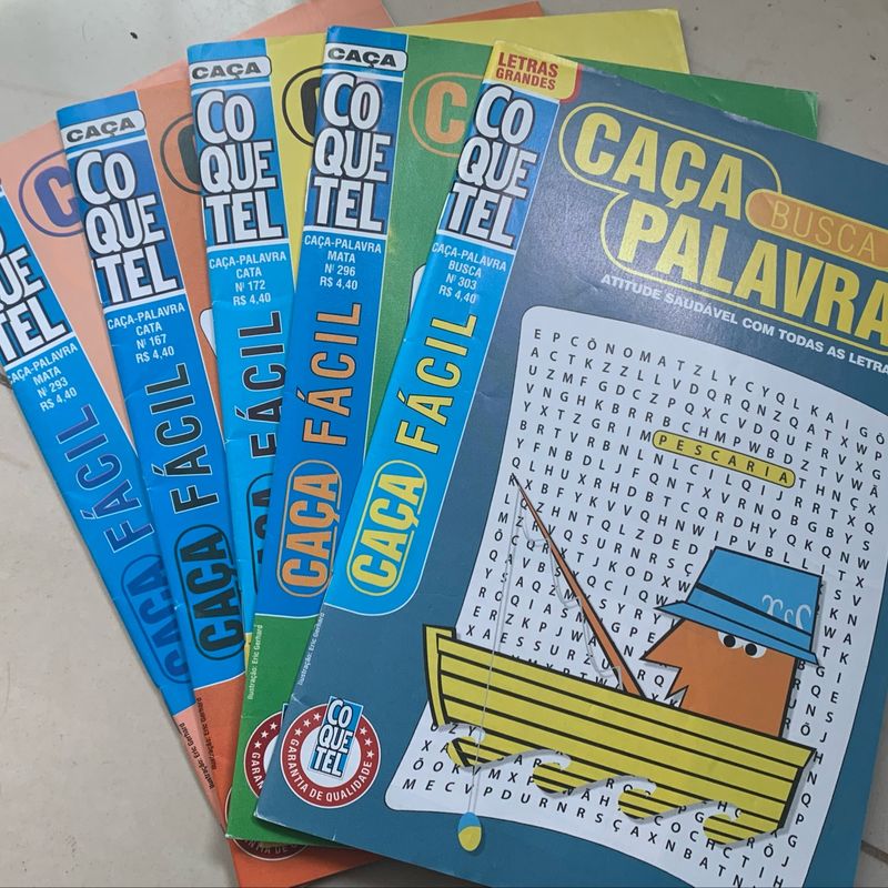 Kit 3 Revistas Coquetel Caça Palavras Busca Palavras Cata Palavras Total  129 Páginas