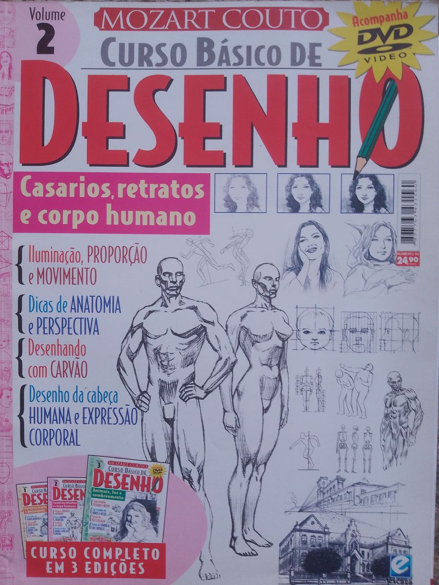 Revista Curso B Sico De Desenho Volume Casarios Retratos E Corpo Humano Mozart Couto