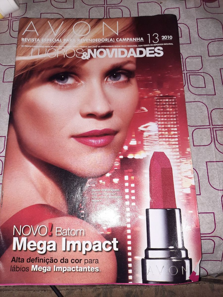Revista da Revendedora Avon de 2010 Lucros e Novidades Reese Witherspoon, Livro Avon Usado 85133431