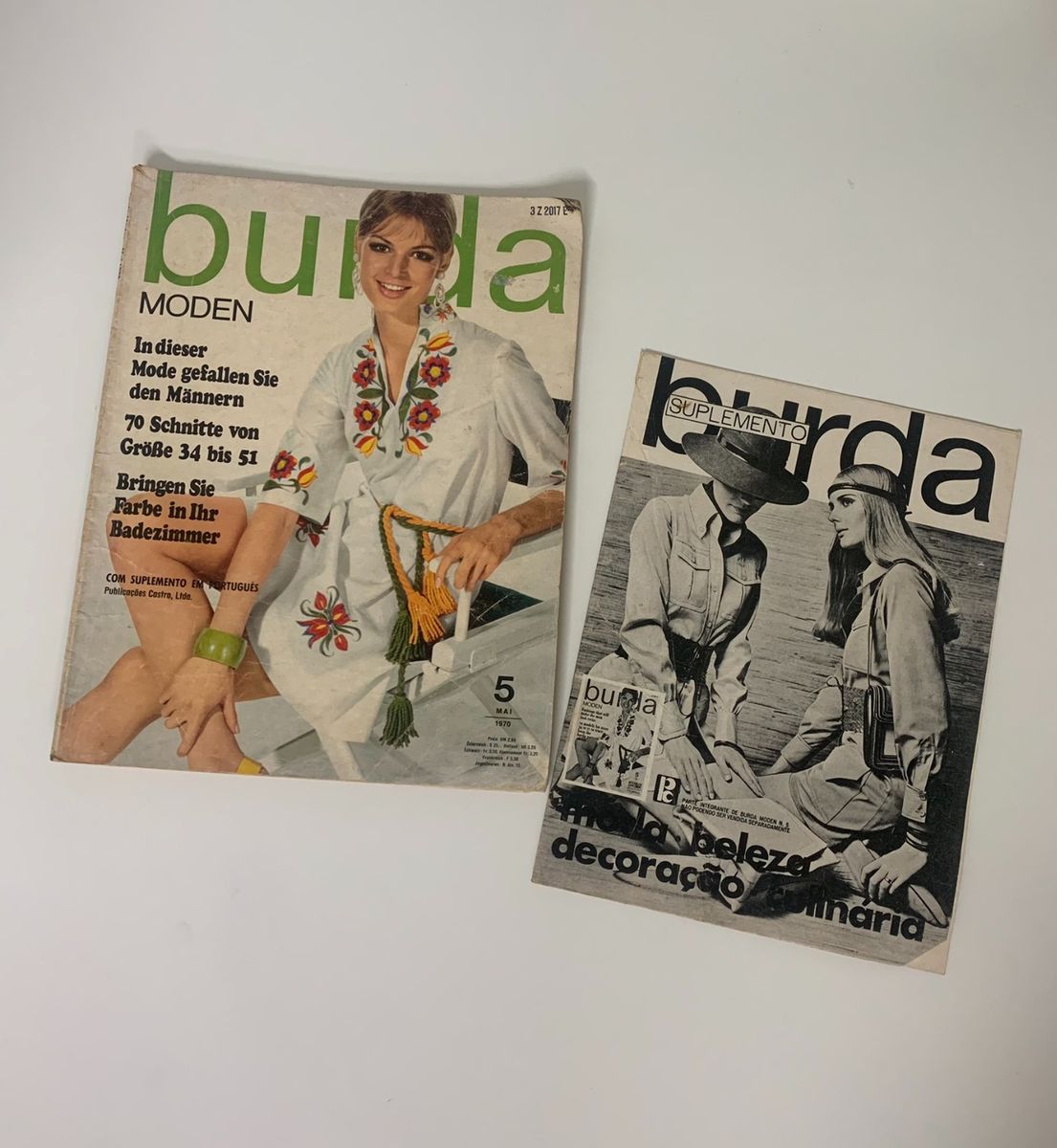 Revista de Moda/Costura Burda Maio 1970 Original Vintage com Revista de Moda/Costura Burda Maio 1970 Original Vintage com