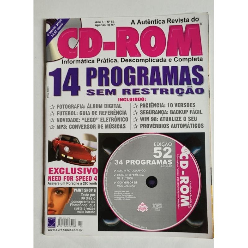 Revista do Cd-Rom N° 52 - Pc | Revista/Cd-Rom Usado 88649410 | enjoei