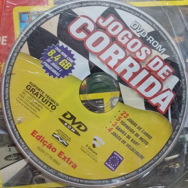 Revista Dvd-Rom Nº 1 + Dvd 35 Jogos de Corrida Completos (Lacrada), Cacareco Europa Nunca Usado 79300415