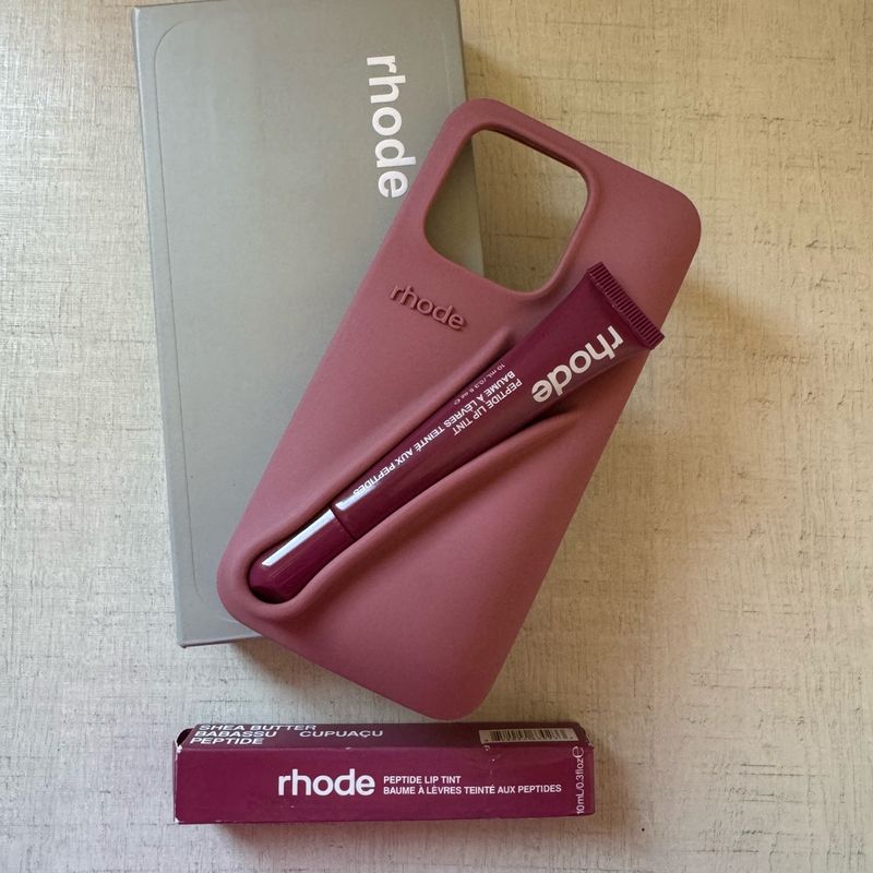 Rhode Lip Case para Iphone 15 Pro + Lip Tint Raspberry Jelly