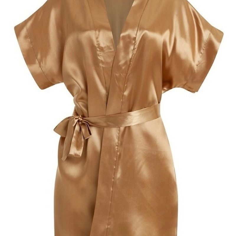 Robe de Cetim Dourado com Bordado Irmã da Noiva Tam M Fest