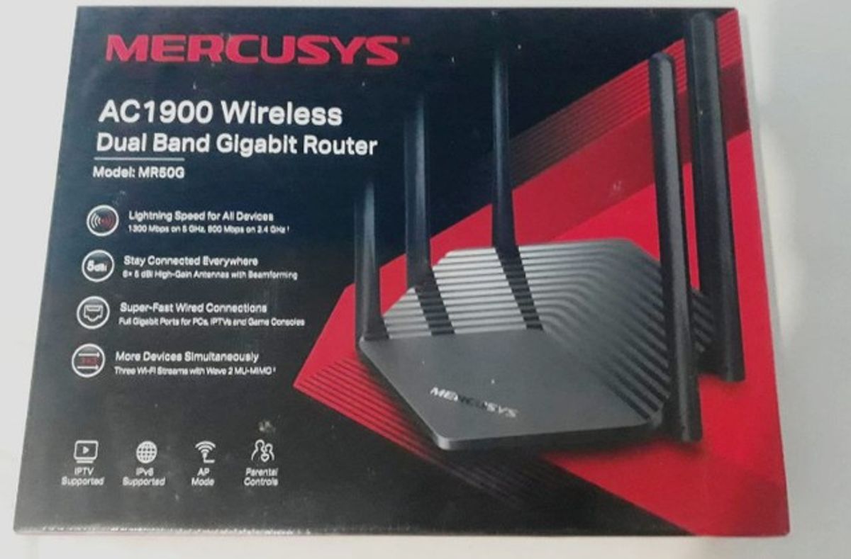 Router Mercusys MR50G AC1900 Wi-Fi 5 Dual Band - Nero, 2 Porte LAN