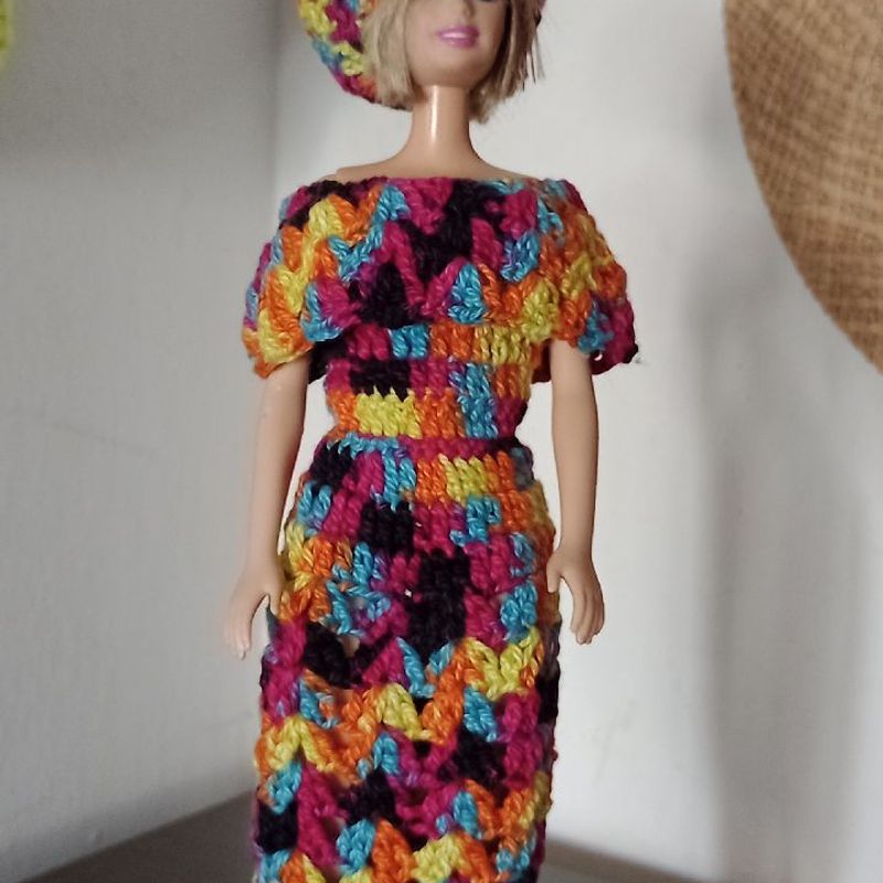 Roupa de Crochê para Barbie  Brinquedo Handmade Nunca Usado