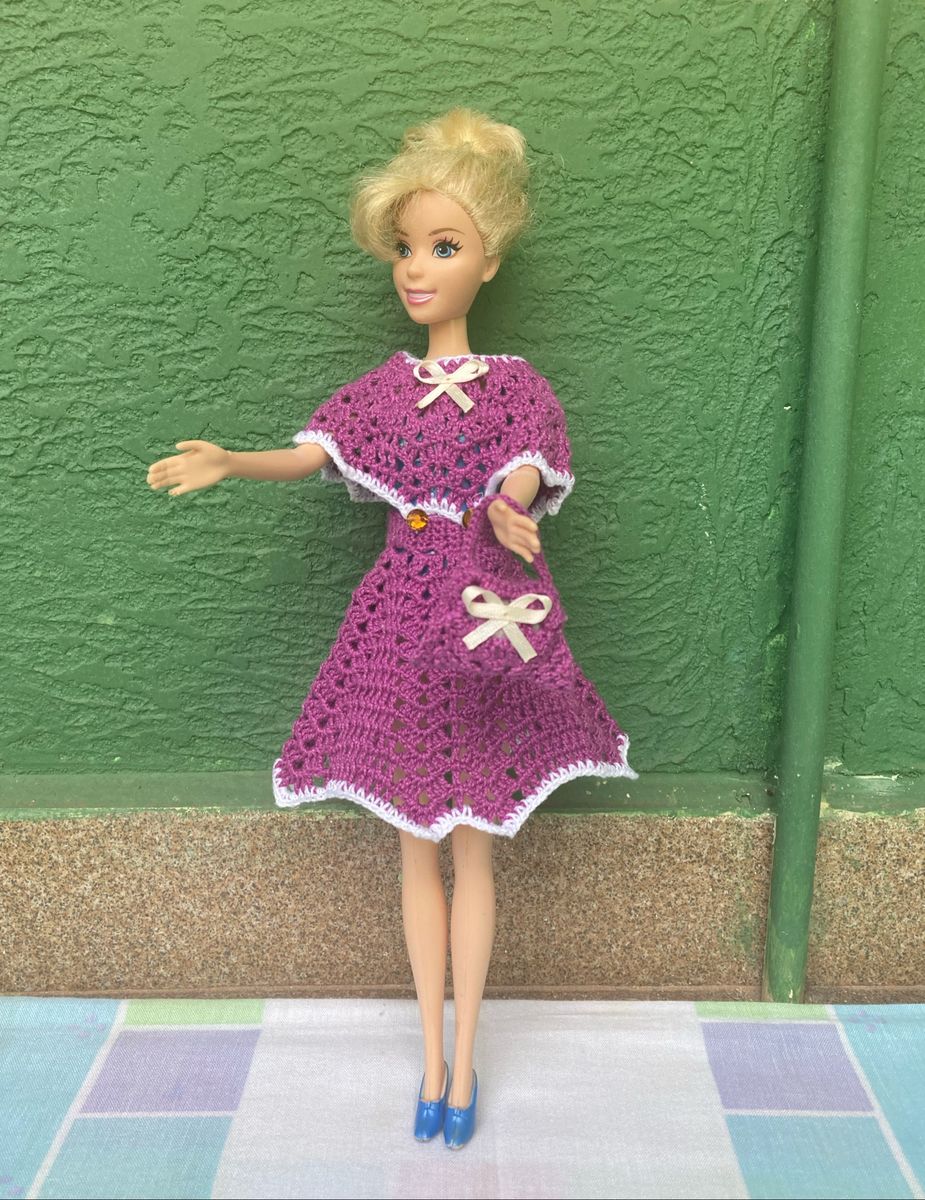 Roupas Barbie Crochê + Bolsa, Brinquedo Barbie Nunca Usado 62227861