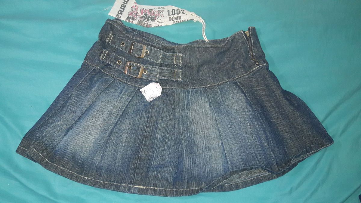 saia de prega jeans