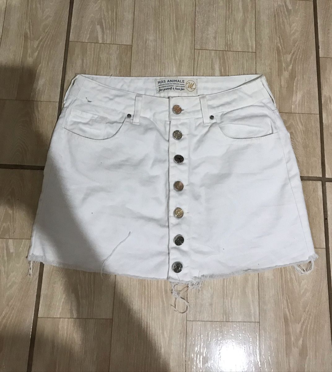 short branco jeans cintura alta