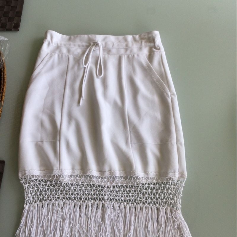 Saia Branca Franja Deane Nogueira Usado 112208022 enjoei