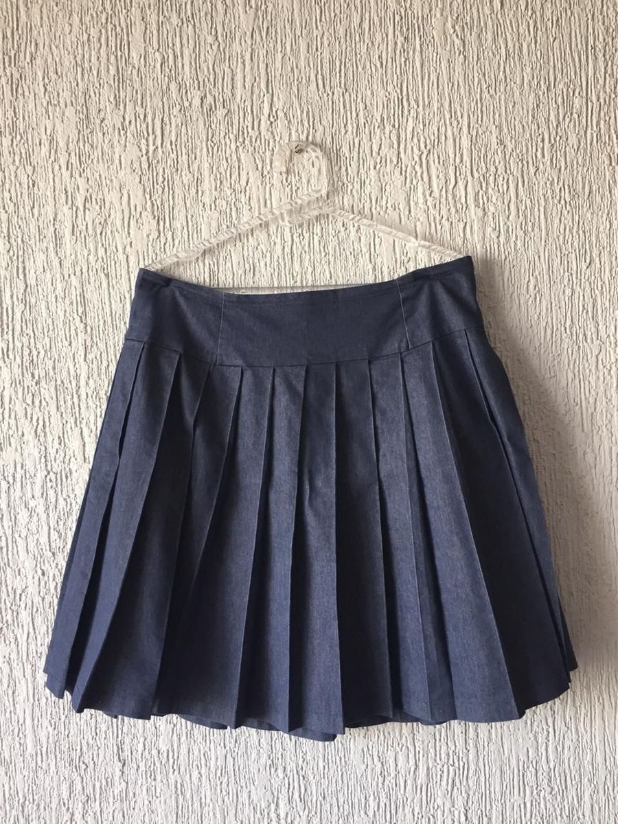 saia de prega jeans