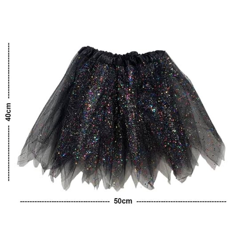 Saia de tule hot sale preta com glitter