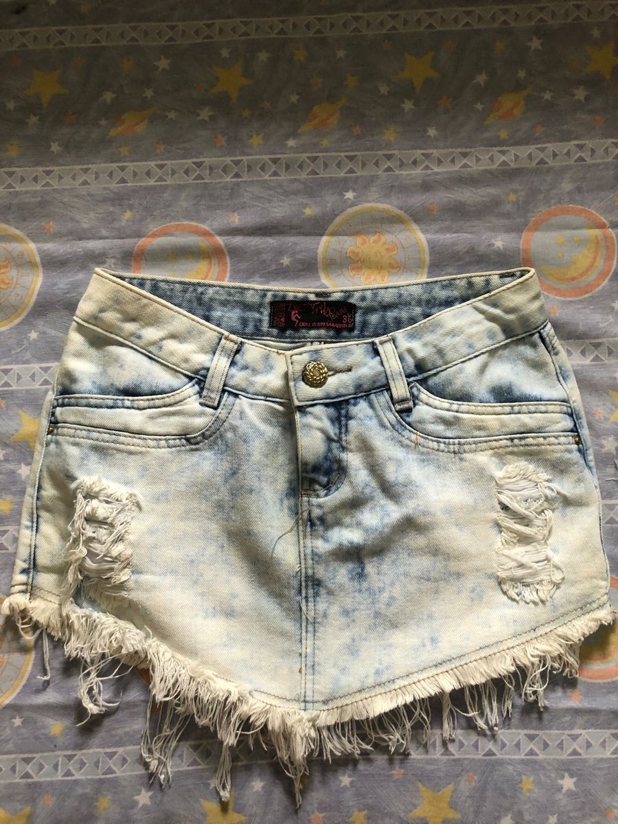 Saia jeans com hot sale bico de renda