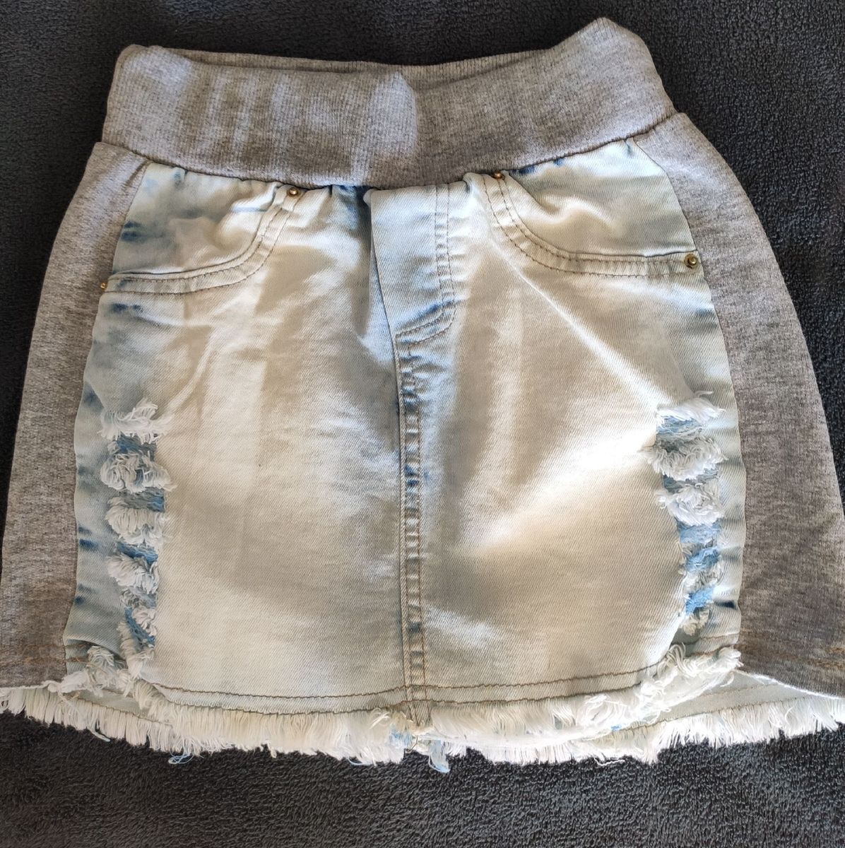 saia jeans com elastico na cintura
