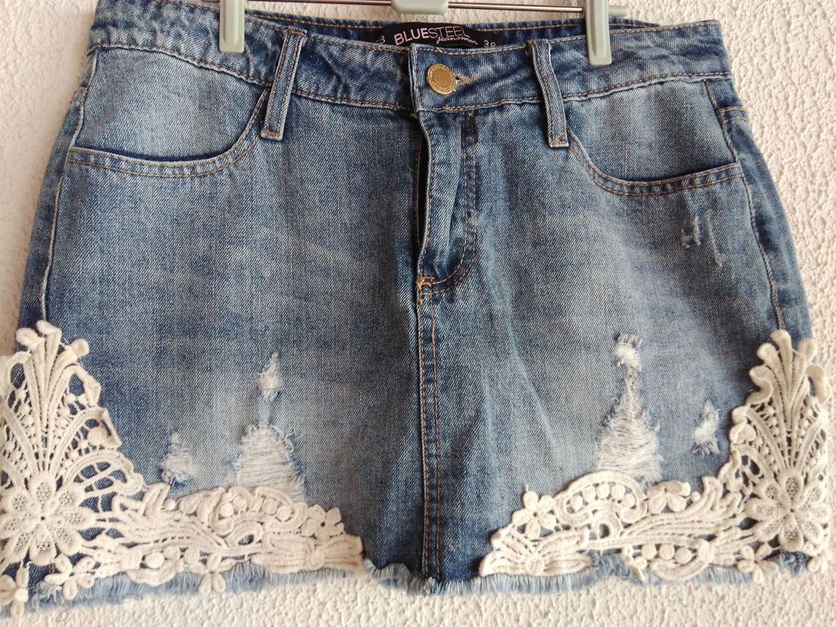 saia jeans com guipir