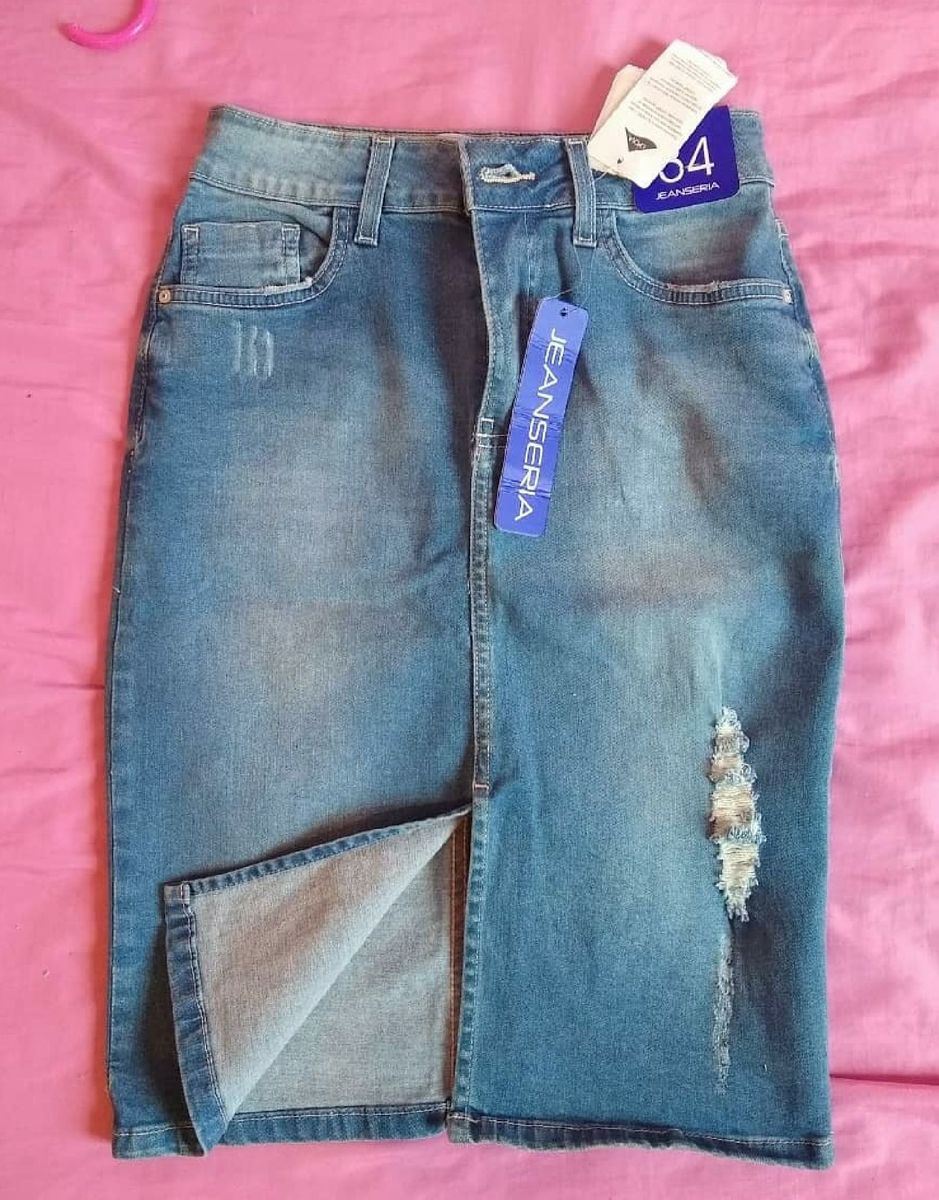 saia jeans com lycra