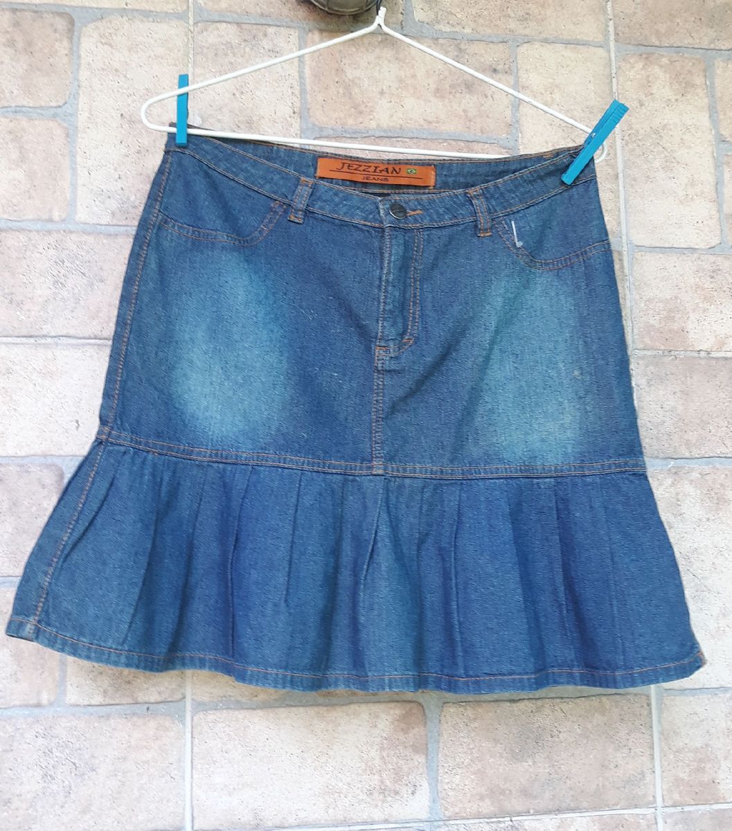 saia de prega jeans