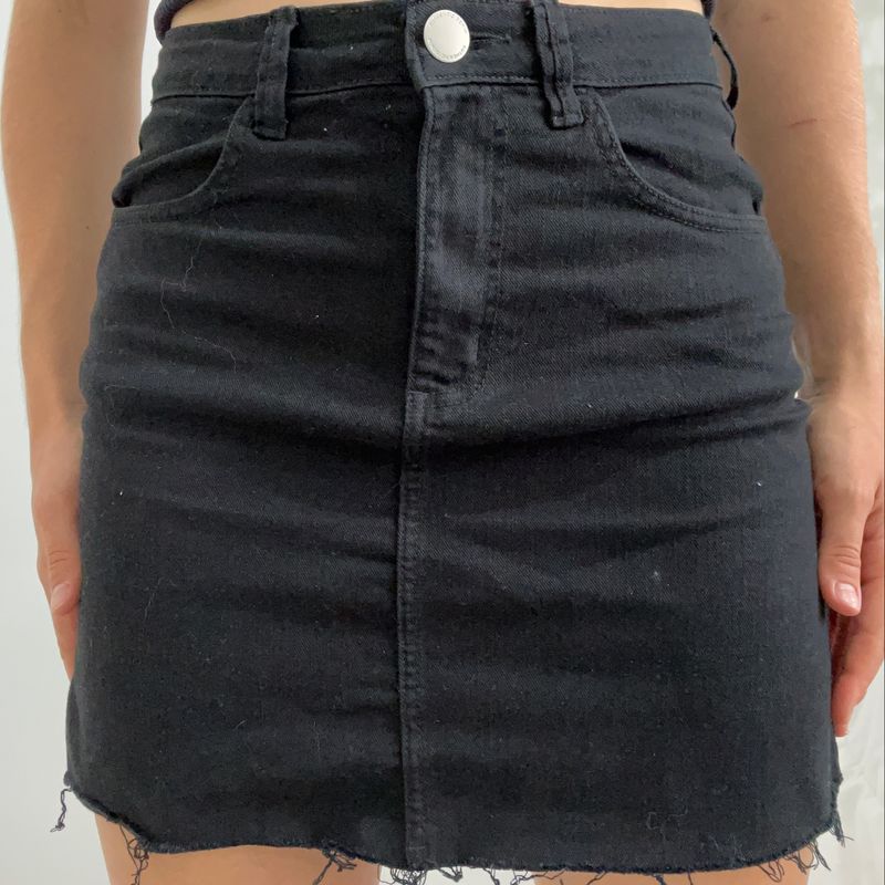 Saia Jeans Curta Preta Saia Feminina Riachuelo Usado 80582114