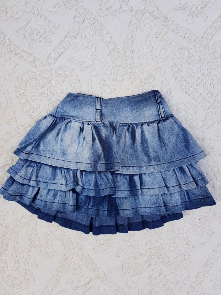 saia jeans de babado infantil