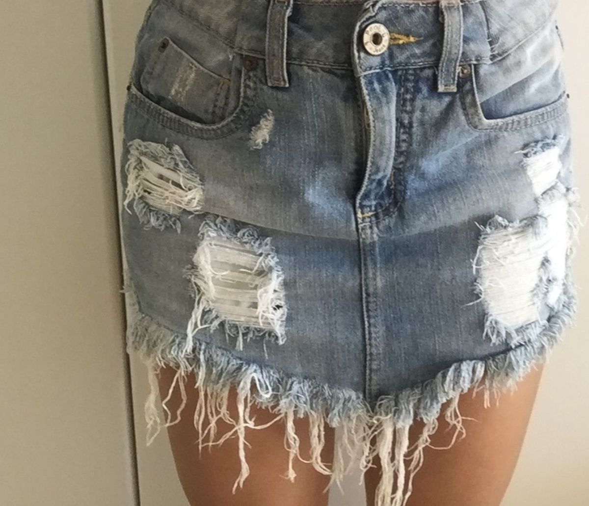 saia jeans de bico desfiada
