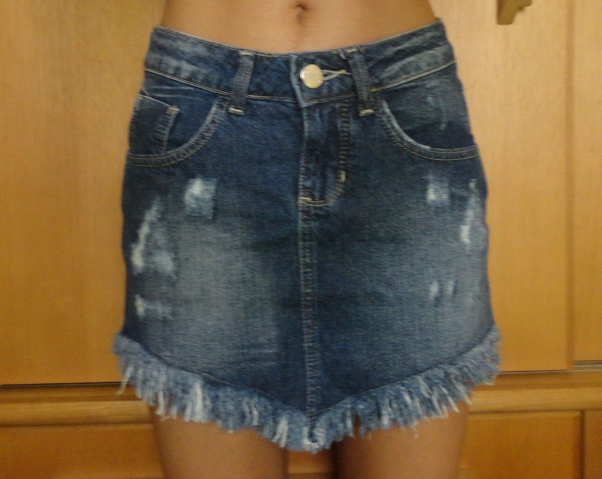 saia jeans de bico desfiada