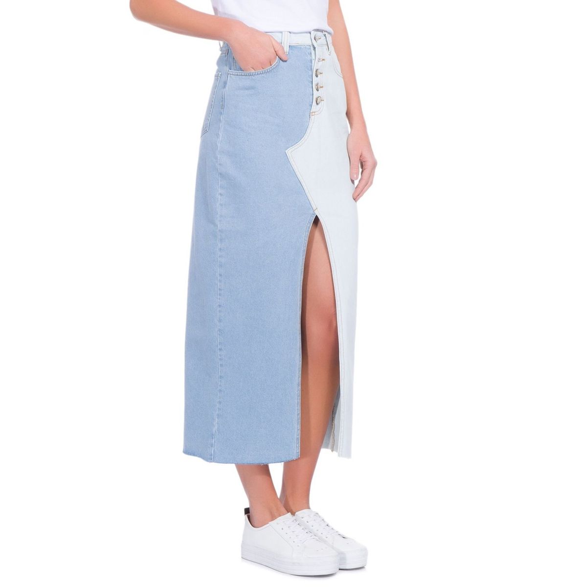 saia jeans midi farm