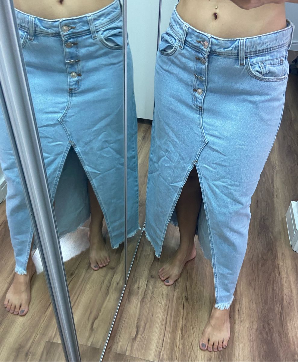 Saia jeans longa sales cea