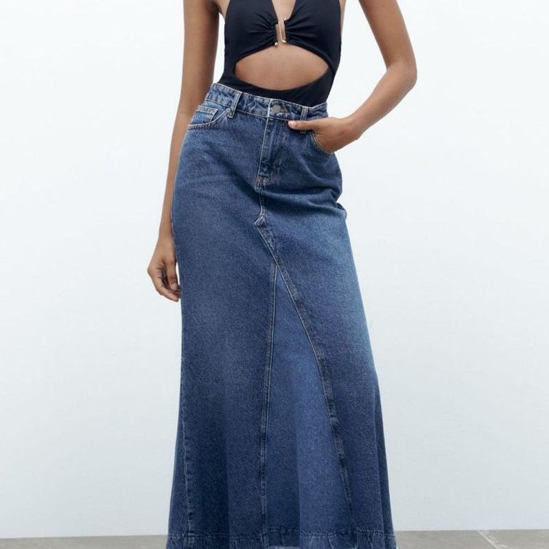 Saia Jeans Longa Zara Saia Feminina Zara Nunca Usado 89859326 enjoei
