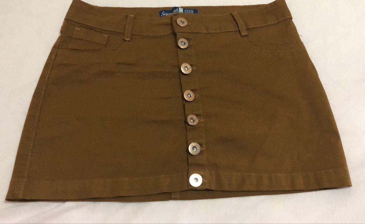 saia jeans marrom