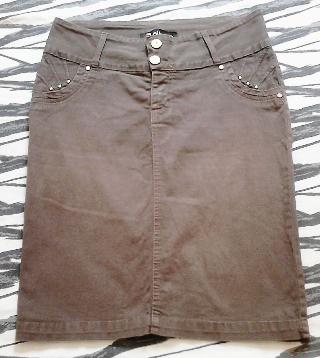 saia jeans marrom