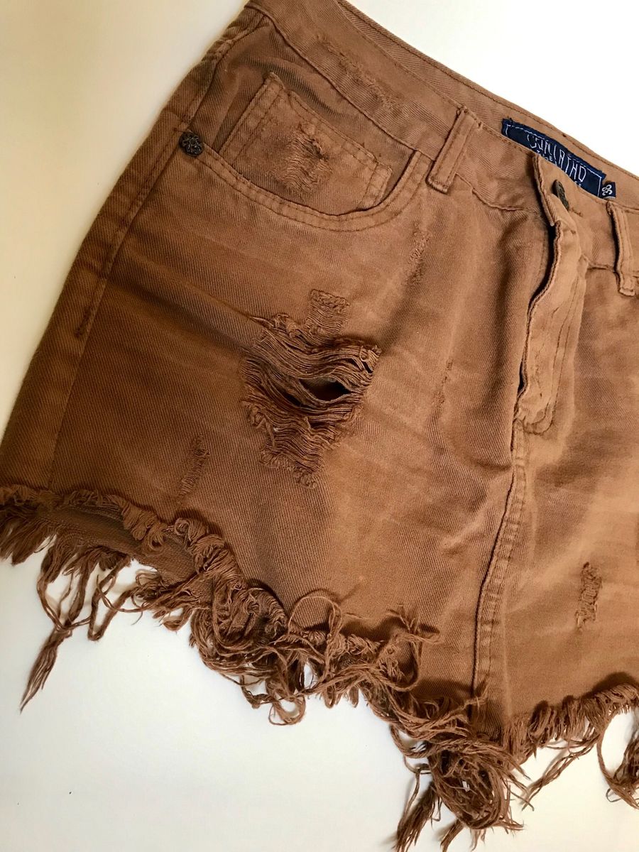 saia jeans marrom