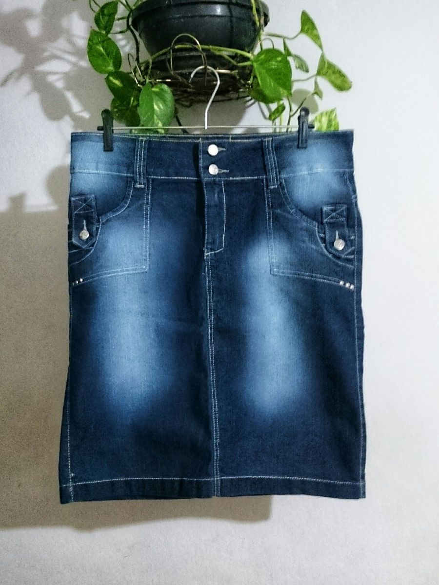 saia jeans cintura media