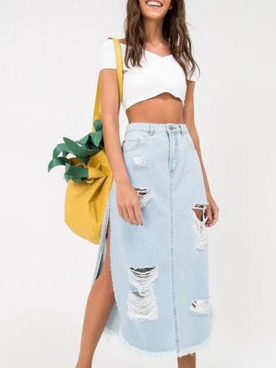 saia jeans midi farm