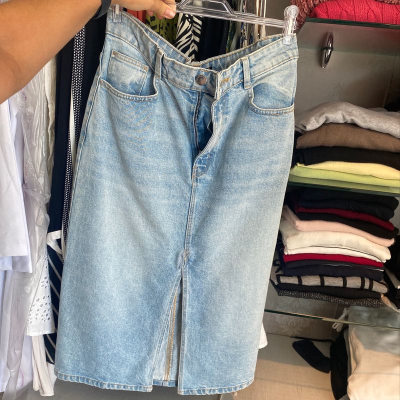 Saia midi deals jeans zara