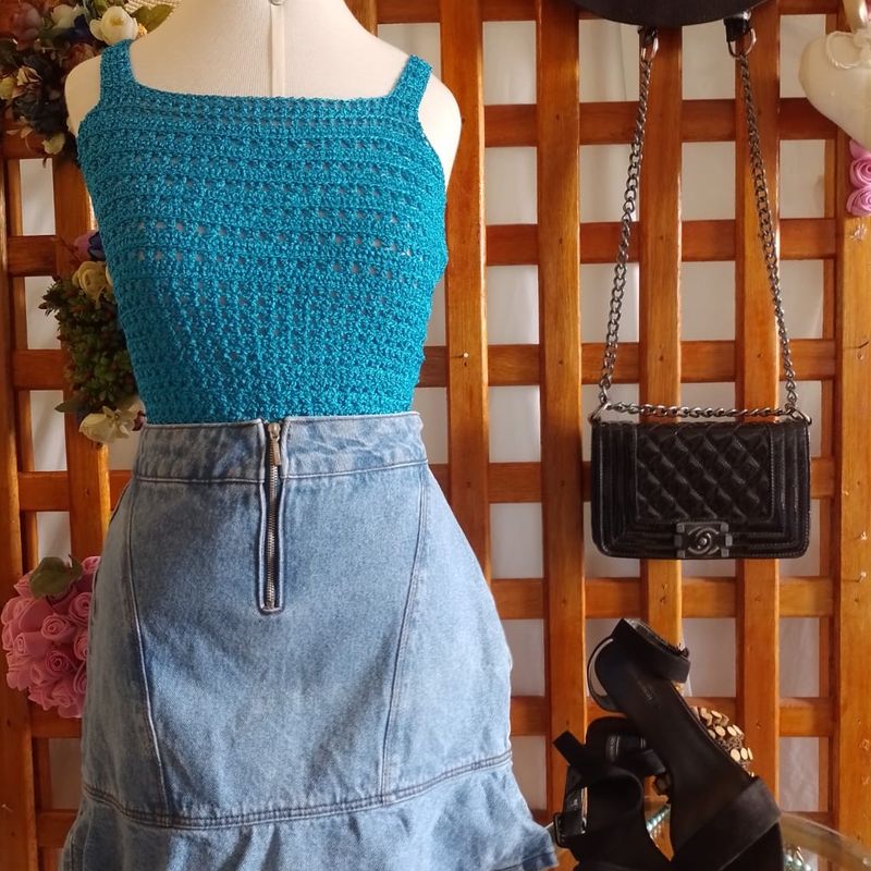 Saia Jeans Peplum Assim trica Saia Feminina Usado 93331020 enjoei