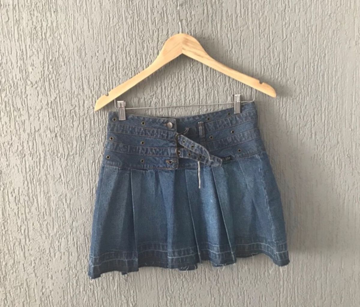 saia jeans plissada