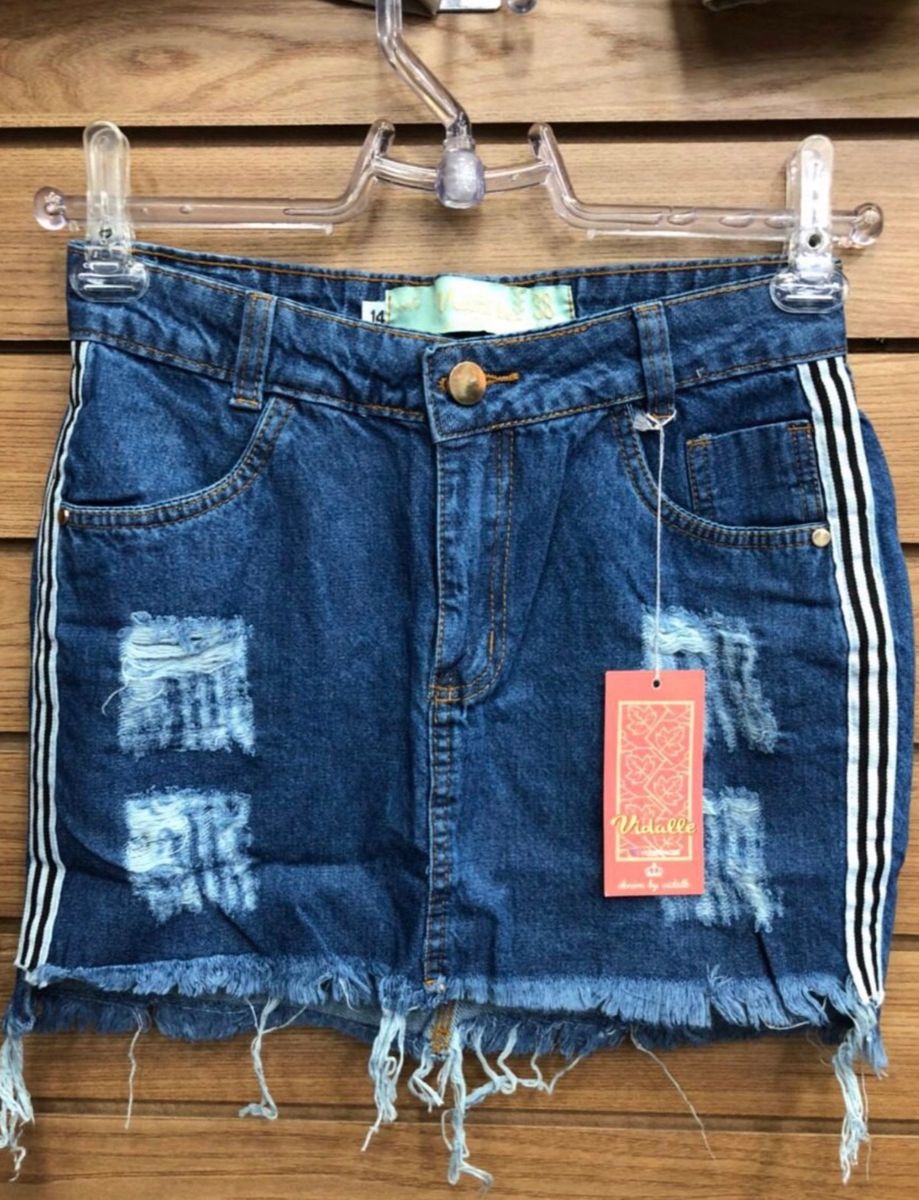 saia jeans preta rasgada