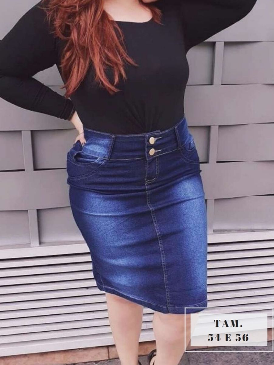 saia midi lapis jeans