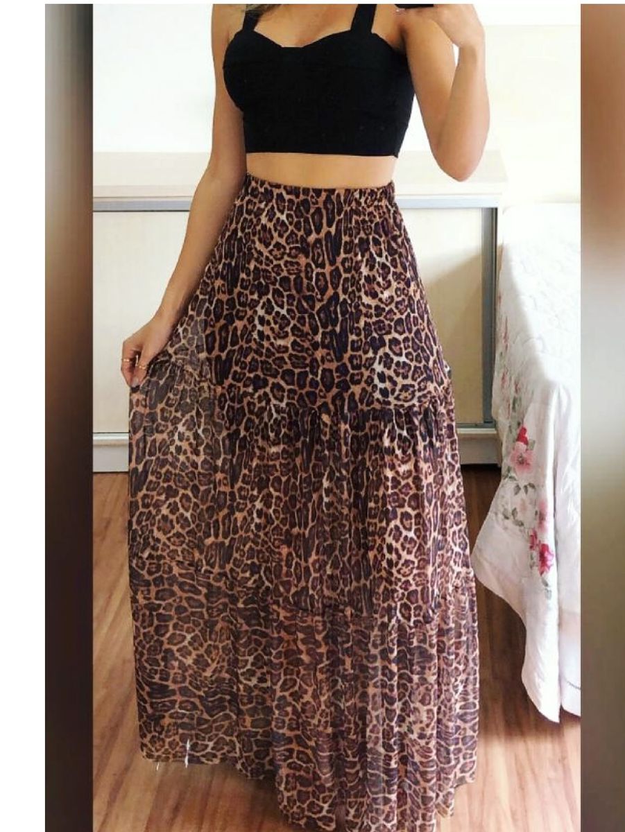 saia longa animal print comprar