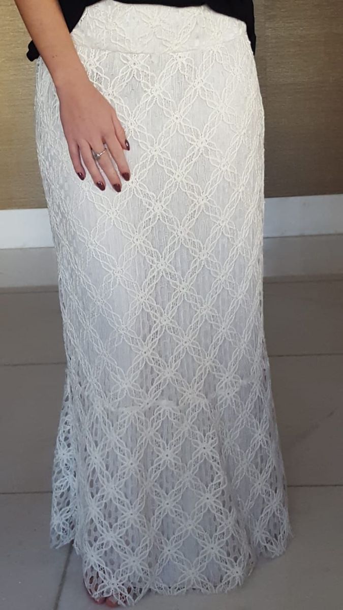 Saia Longa Renda Branca | Saia Feminina Atroz Usado 35724220 | enjoei