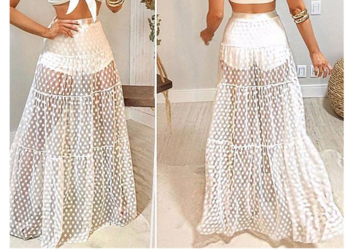 saia longa renda transparente