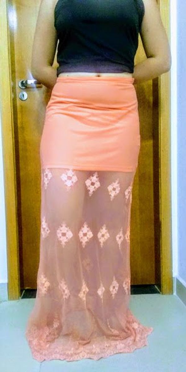 saia longa de tule transparente