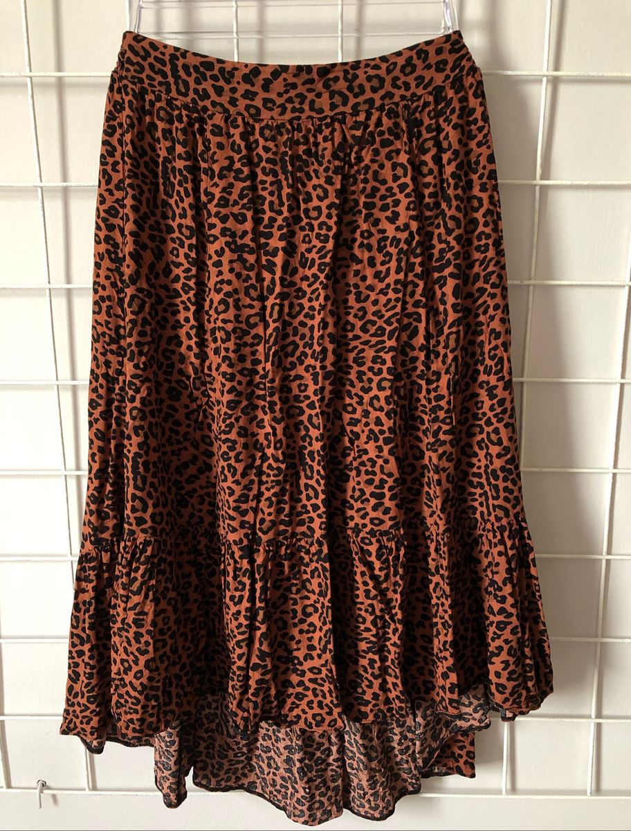 saia midi transpassada animal print