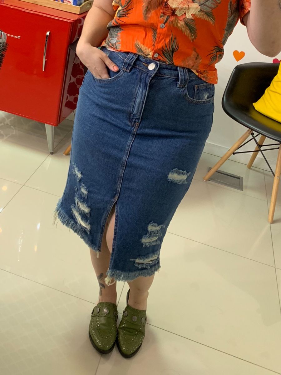 saia jeans midi cea