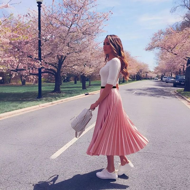 Saia Midi Plissada, Veludo, Rosa Bebê Saia Feminina Nunca Usado